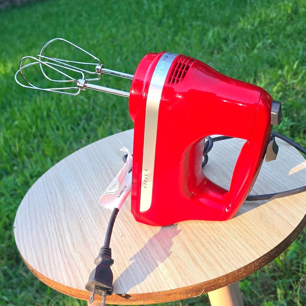 KitchenAid 3 Speed Hand Mixer Red KHM312ER with Stainless Steel Beaters
